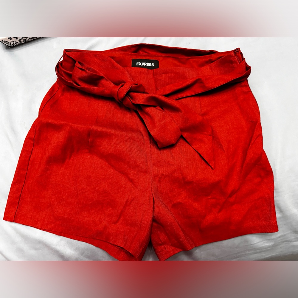 Express High Rise Paperbag Shorts size 4 color burnt orange